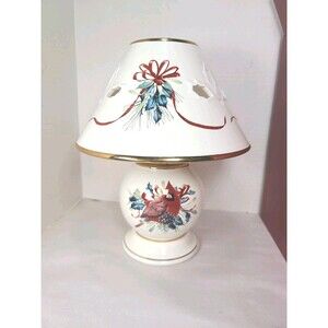 Lenox Cardinal Bird Lamp Winter Greetings Votive Candle Christmas Light 10.5"